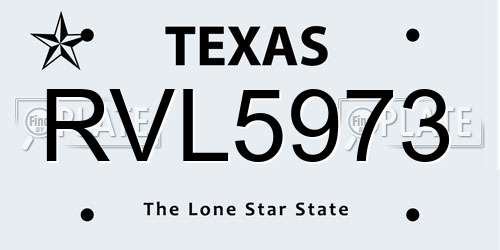 RVL5973 Texas License Plate