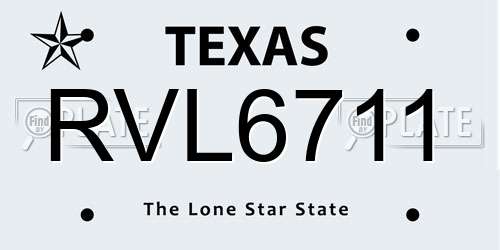 RVL6711 Texas License Plate