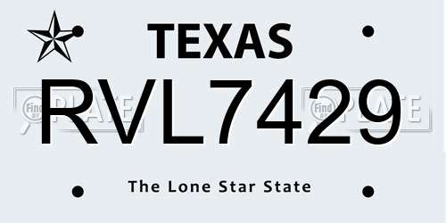 RVL7429 Texas License Plate