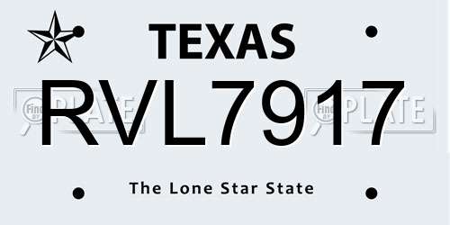 RVL7917 Texas License Plate