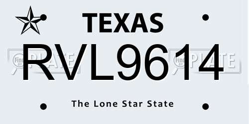 RVL9614 Texas License Plate
