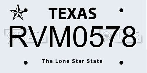 RVM0578 Texas License Plate