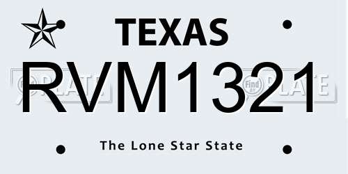 RVM1321 Texas License Plate