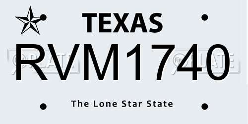 RVM1740 Texas License Plate