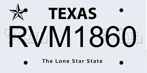 RVM1860 Texas License Plate