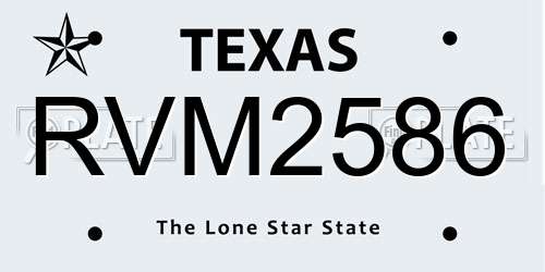 RVM2586 Texas License Plate