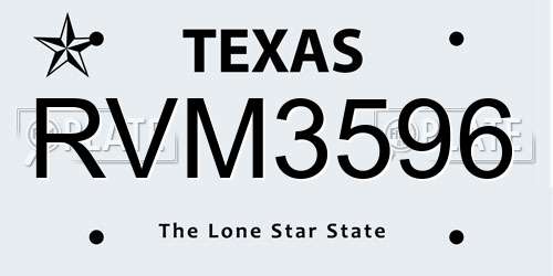 RVM3596 Texas License Plate