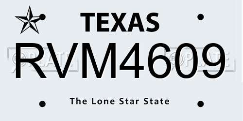 RVM4609 Texas License Plate