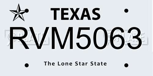 RVM5063 Texas License Plate