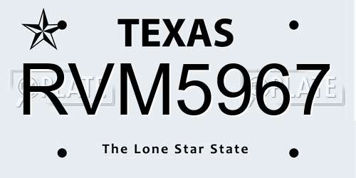 RVM5967 Texas License Plate