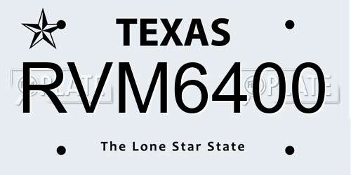 RVM6400 Texas License Plate