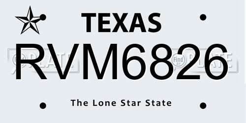 RVM6826 Texas License Plate