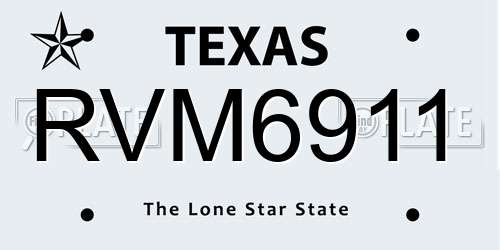 RVM6911 Texas License Plate