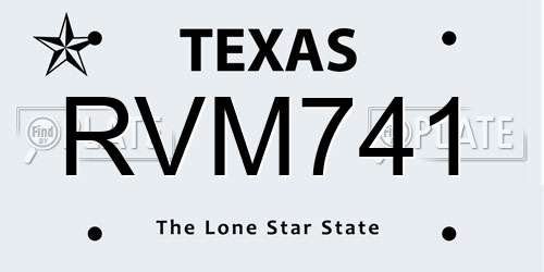 RVM741 Texas License Plate