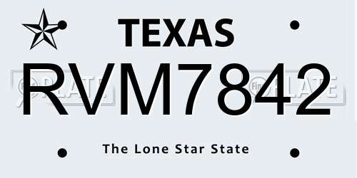 RVM7842 Texas License Plate