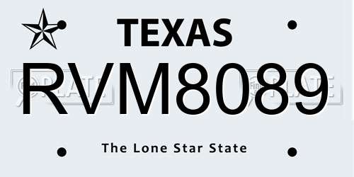RVM8089 Texas License Plate