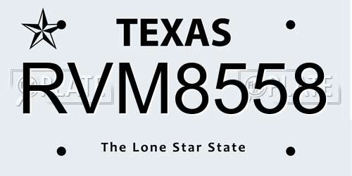 RVM8558 Texas License Plate