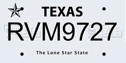 RVM9727 Texas License Plate