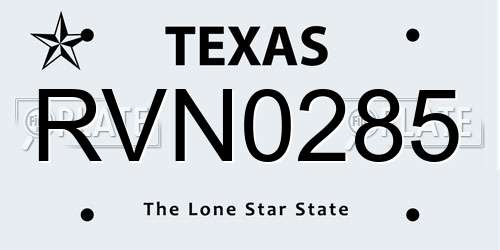 RVN0285 Texas License Plate