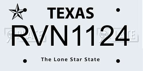 RVN1124 Texas License Plate