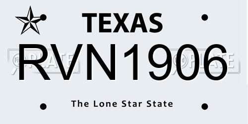 RVN1906 Texas License Plate