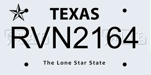 RVN2164 Texas License Plate