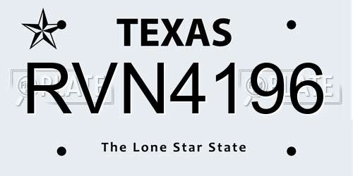 RVN4196 Texas License Plate