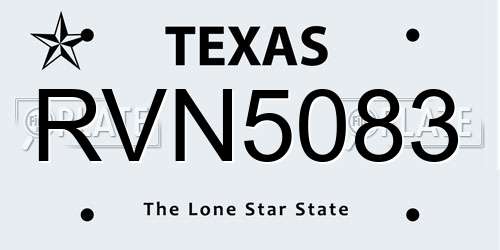 RVN5083 Texas License Plate
