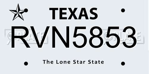 RVN5853 Texas License Plate