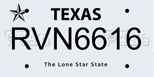 RVN6616 Texas License Plate