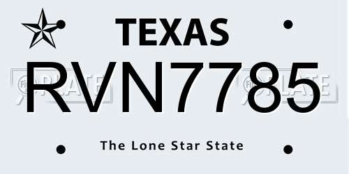 RVN7785 Texas License Plate