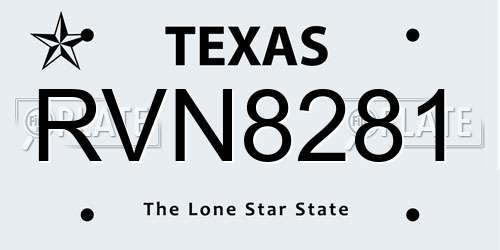 RVN8281 Texas License Plate