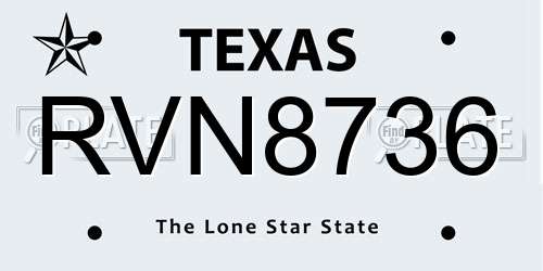 RVN8736 Texas License Plate