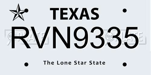 RVN9335 Texas License Plate