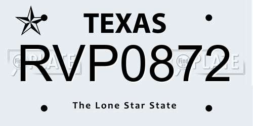 RVP0872 Texas License Plate