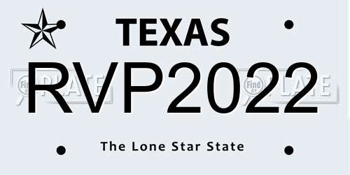 RVP2022 Texas License Plate