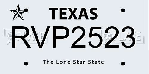 RVP2523 Texas License Plate