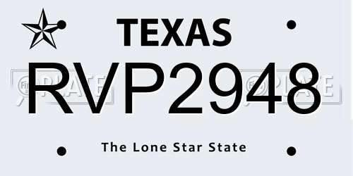 RVP2948 Texas License Plate