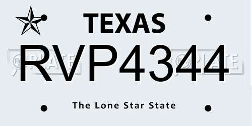 RVP4344 Texas License Plate