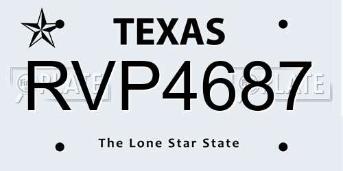 RVP4687 Texas License Plate
