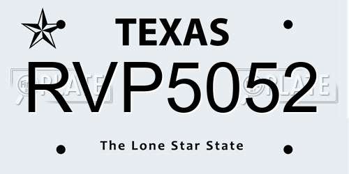 RVP5052 Texas License Plate