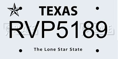 RVP5189 Texas License Plate
