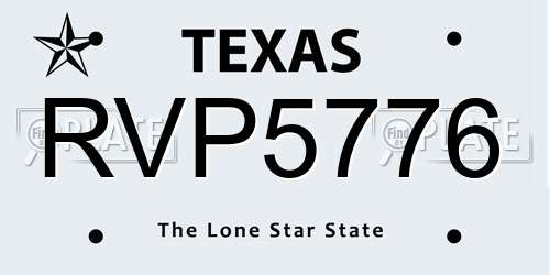 RVP5776 Texas License Plate