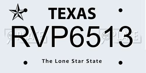 RVP6513 Texas License Plate