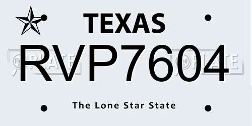 RVP7604 Texas License Plate