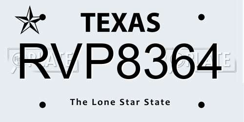 RVP8364 Texas License Plate