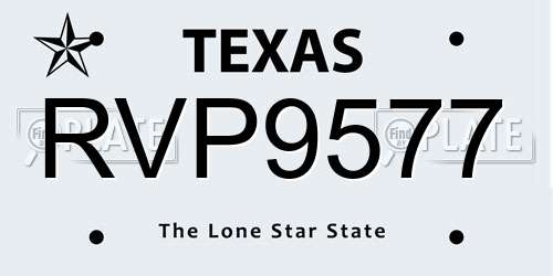 RVP9577 Texas License Plate