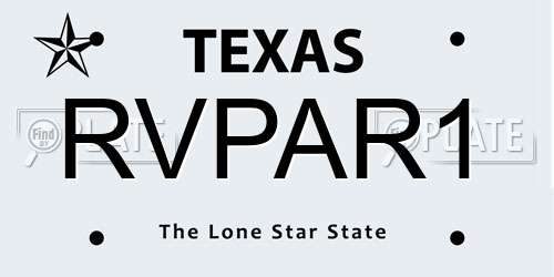 RVPAR1 Texas License Plate