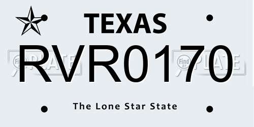 RVR0170 Texas License Plate