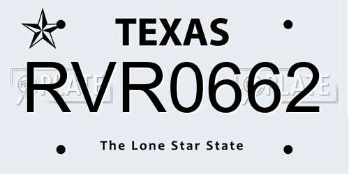 RVR0662 Texas License Plate
